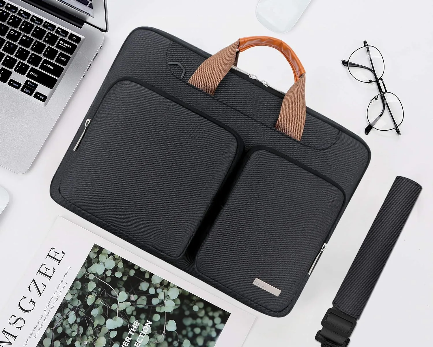 Lacdo 360° Protective Laptop Shoulder Bag, 16 inch Laptop Sleeve Case for 15.6 inch Acer HP Lenovo Dell ASUS Laptop, 16" New Pro M4/M3/M2/M1 Pro/Max A3403 A3186 2024-2019 Computer Bag, Black