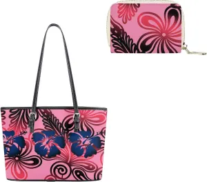 Ladies Fashion Handbag Polynesian Tribe Custom Art Print Shopping Travel Shoulder Bag Purse Set