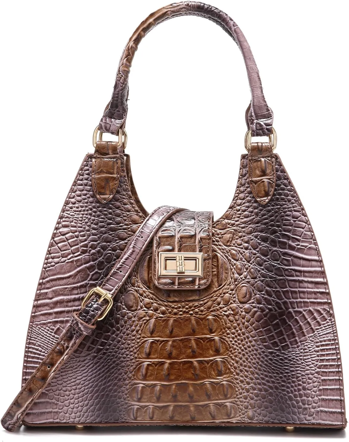 Ladies Tote Leather Bags for Women Crocodile Embossed Zipper Satchel Purse Classy Compartments Crossbody bag