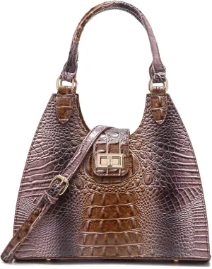 Ladies Tote Leather Bags for Women Crocodile Embossed Zipper Satchel Purse Classy Compartments Crossbody bag