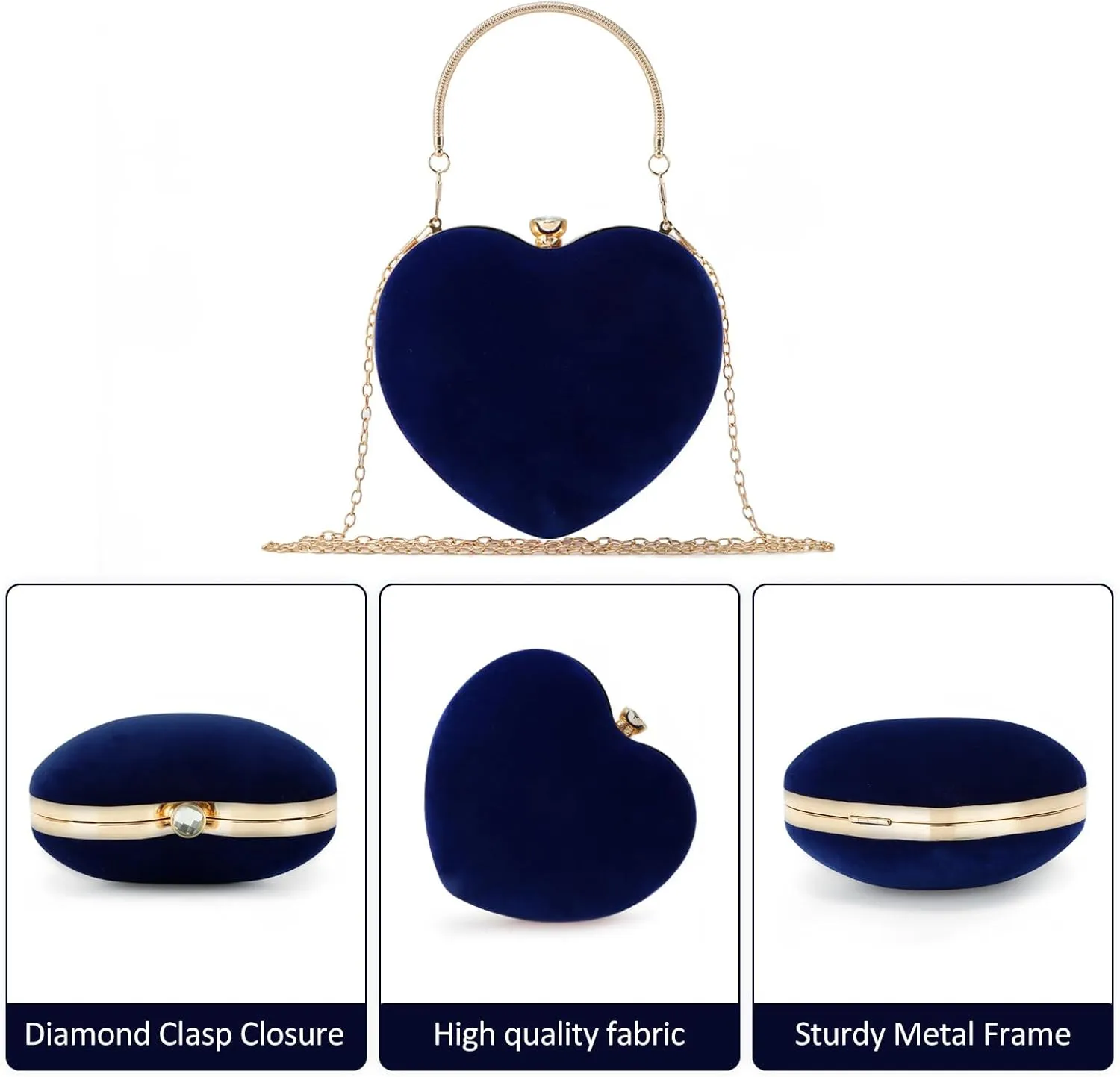 Lanpet Women Heart Shaped Evening Bag Mini Clutch Purse Chain Strap Shoulder Bag Handbag for Wedding Cocktail Party …