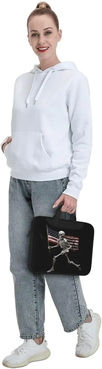 Laptop Bag fit,Skull and US Flag Laptop Briefcase, Suitable for Office School Travel