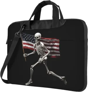 Laptop Bag fit,Skull and US Flag Laptop Briefcase, Suitable for Office School Travel