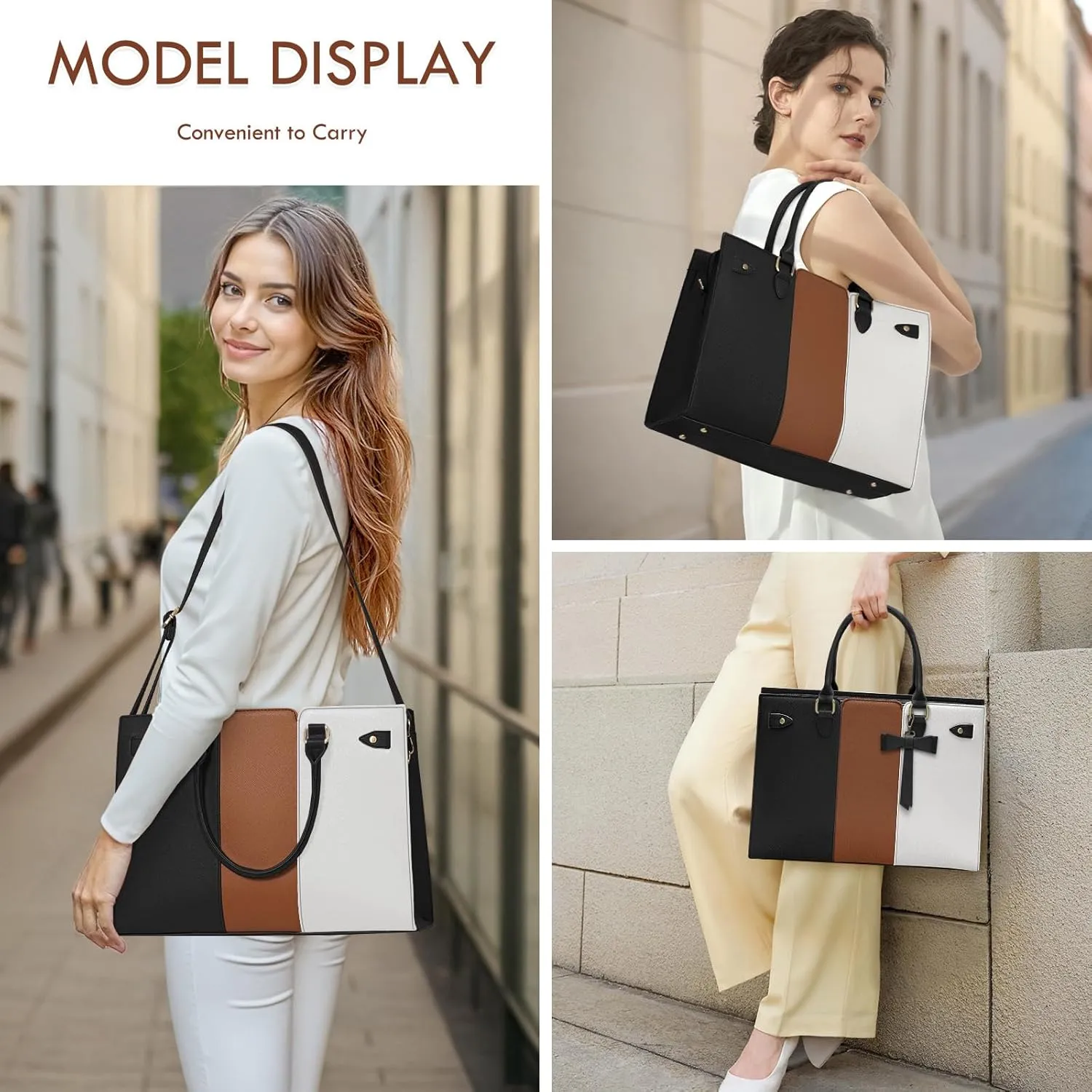 Laptop Bag for Women 15.6 Inch Laptop Tote Bag Waterproof Pu Leather Work Bag Computer Briefcase Office Teacher Handbag