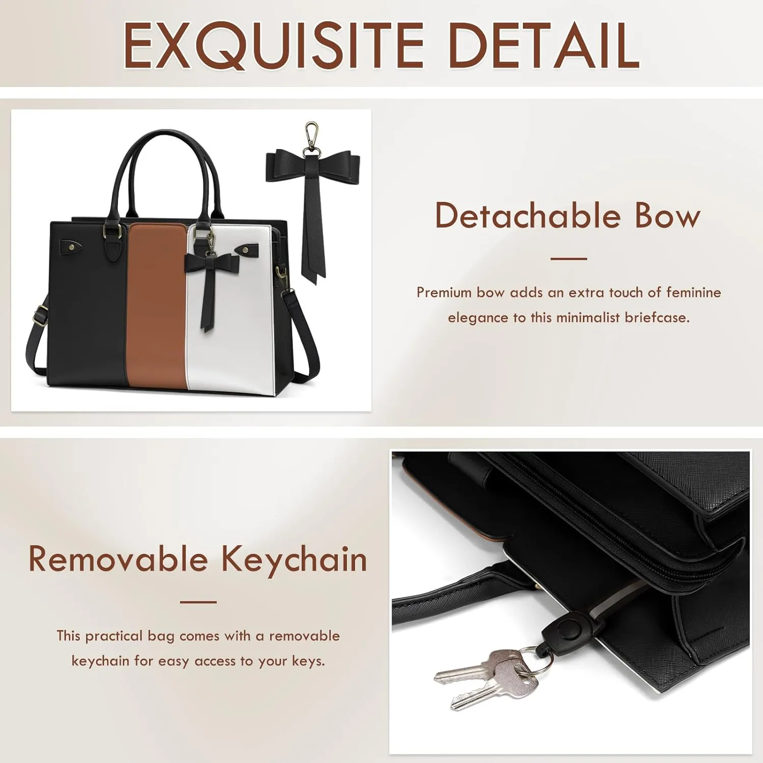 Laptop Bag for Women 15.6 Inch Laptop Tote Bag Waterproof Pu Leather Work Bag Computer Briefcase Office Teacher Handbag