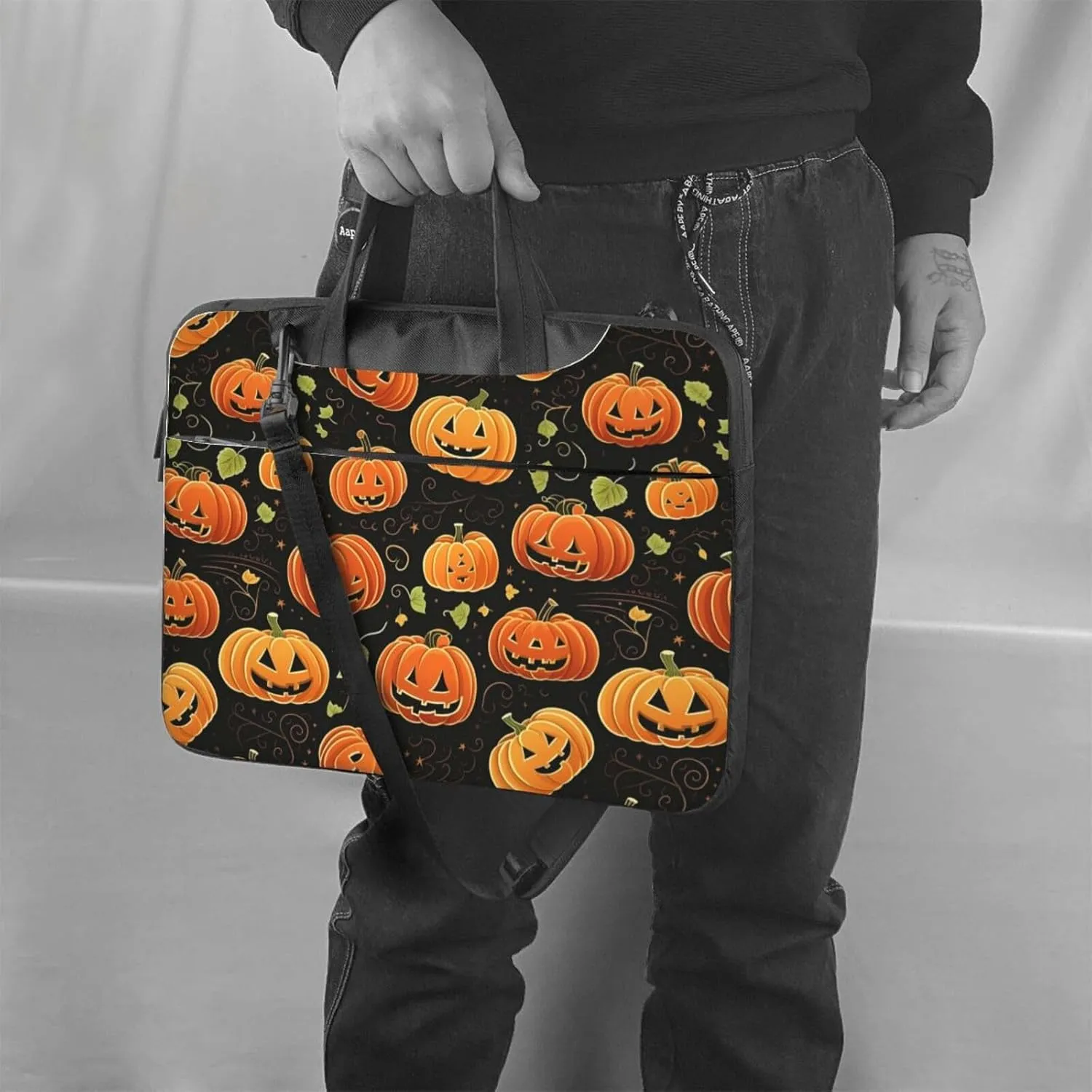 Laptop Crossbody Bag fit,Skull and Rose Laptop Briefcase, Suitable for Office School Travel