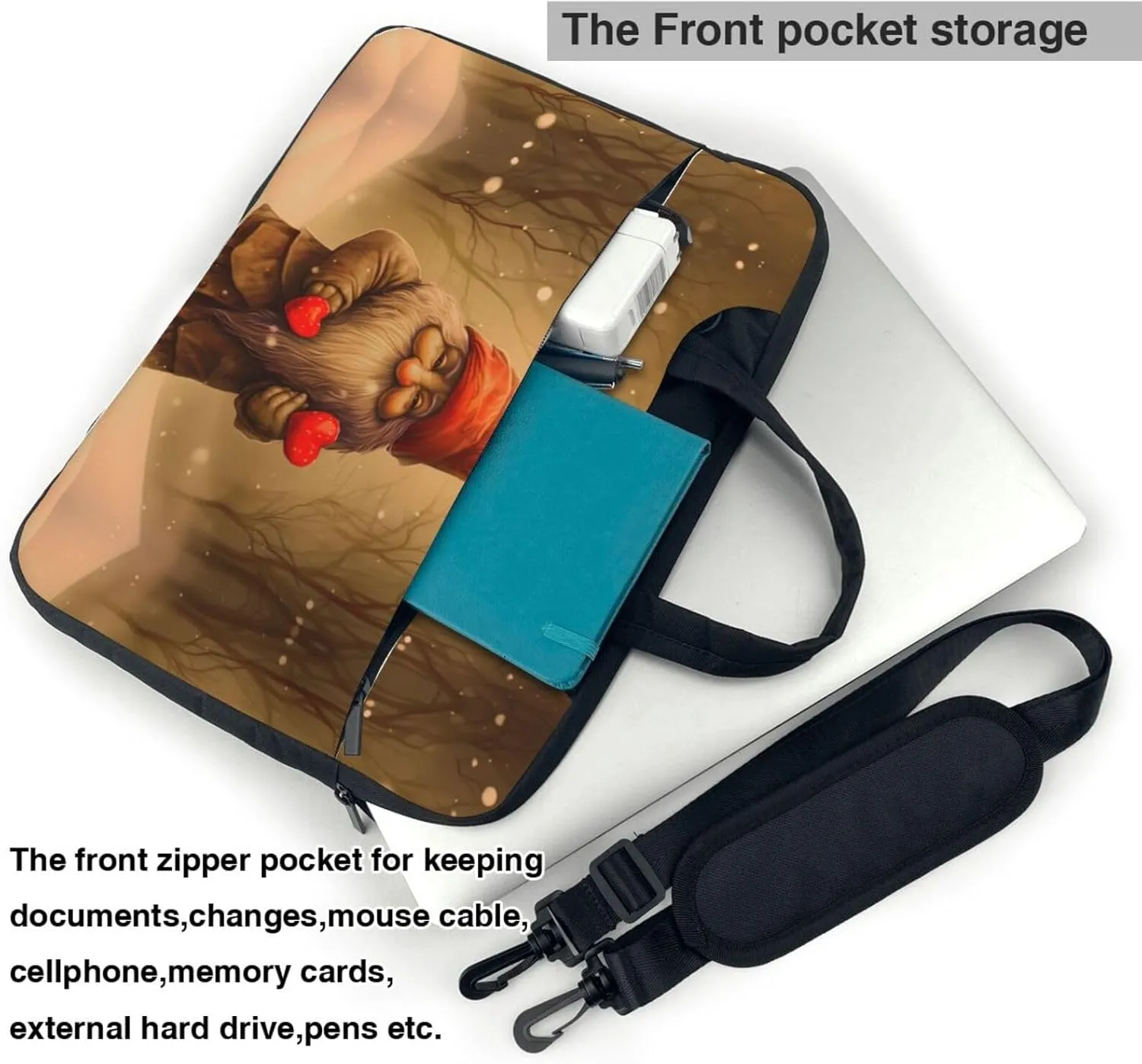 Laptop Crossbody Bag fit,Skull and Rose Laptop Briefcase, Suitable for Office School Travel