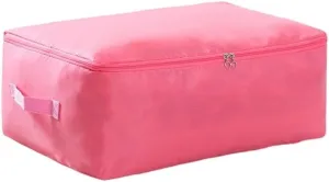 Large Capacity Wardrobe Moisture Proof Organizer Bags Foldable Clothes Quilt Storage Bags Multifunctional Sundries Storage Bag(Pink,L 60x50x25cm)