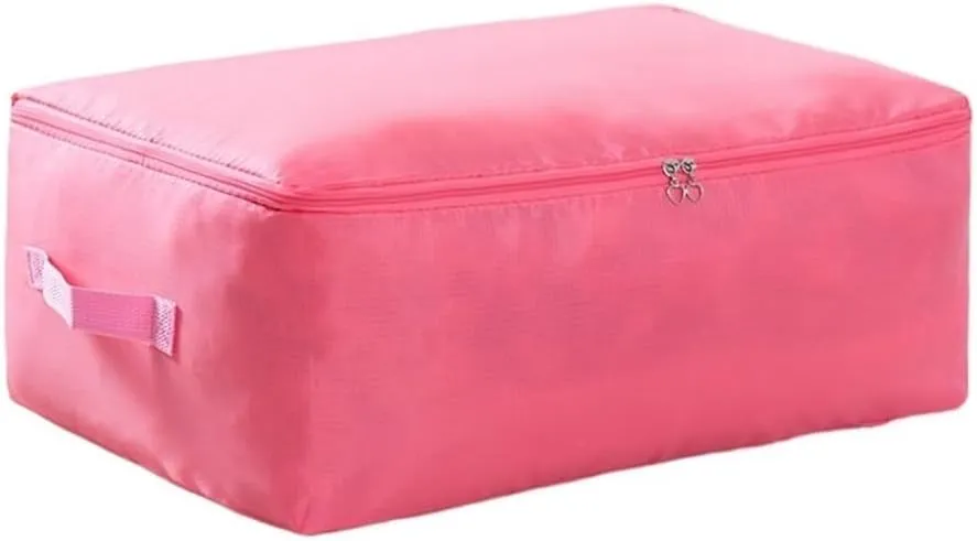 Large Capacity Wardrobe Moisture Proof Organizer Bags Foldable Clothes Quilt Storage Bags Multifunctional Sundries Storage Bag(Pink,L 60x50x25cm)