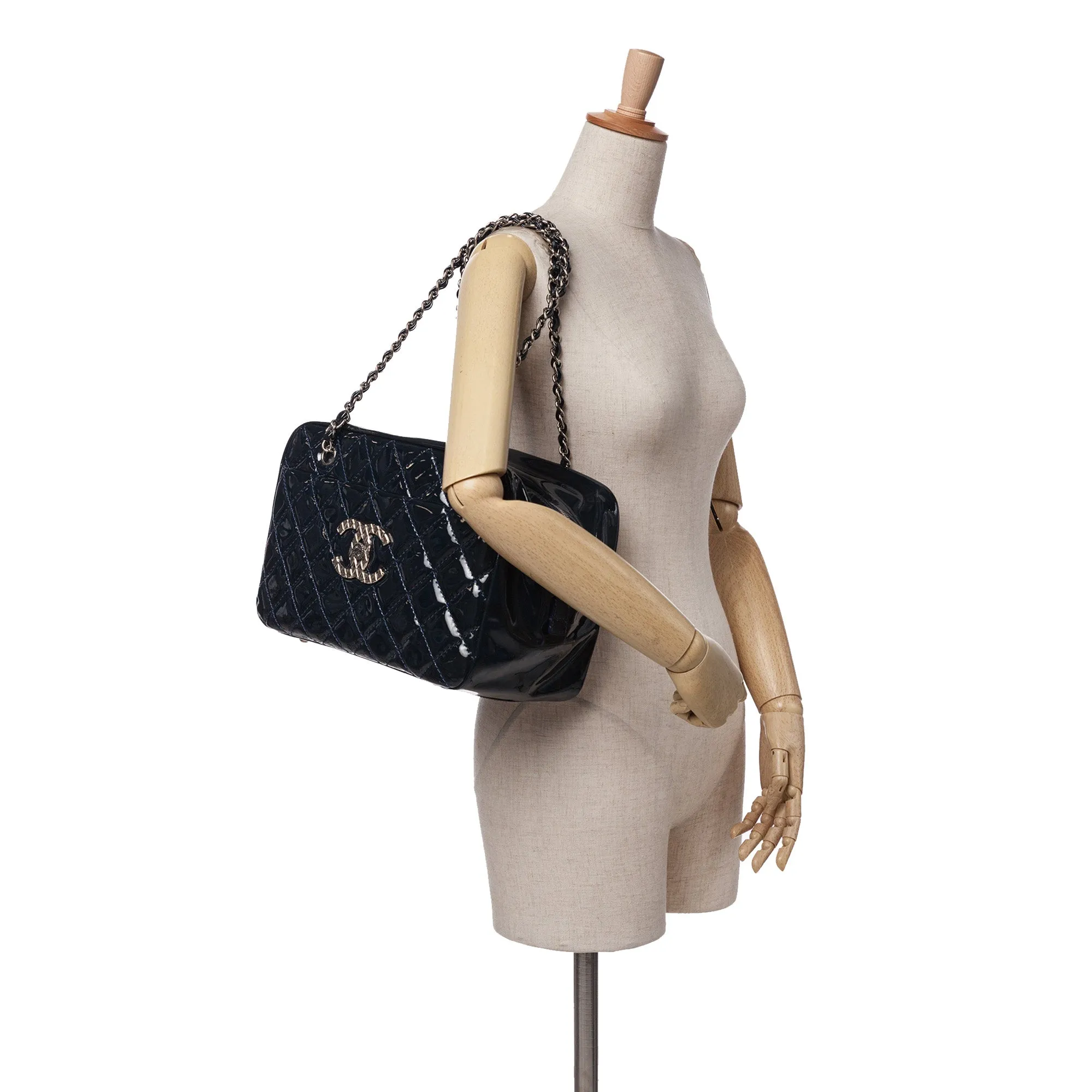 Large CC Quilted Patent Brilliant Camera Bag