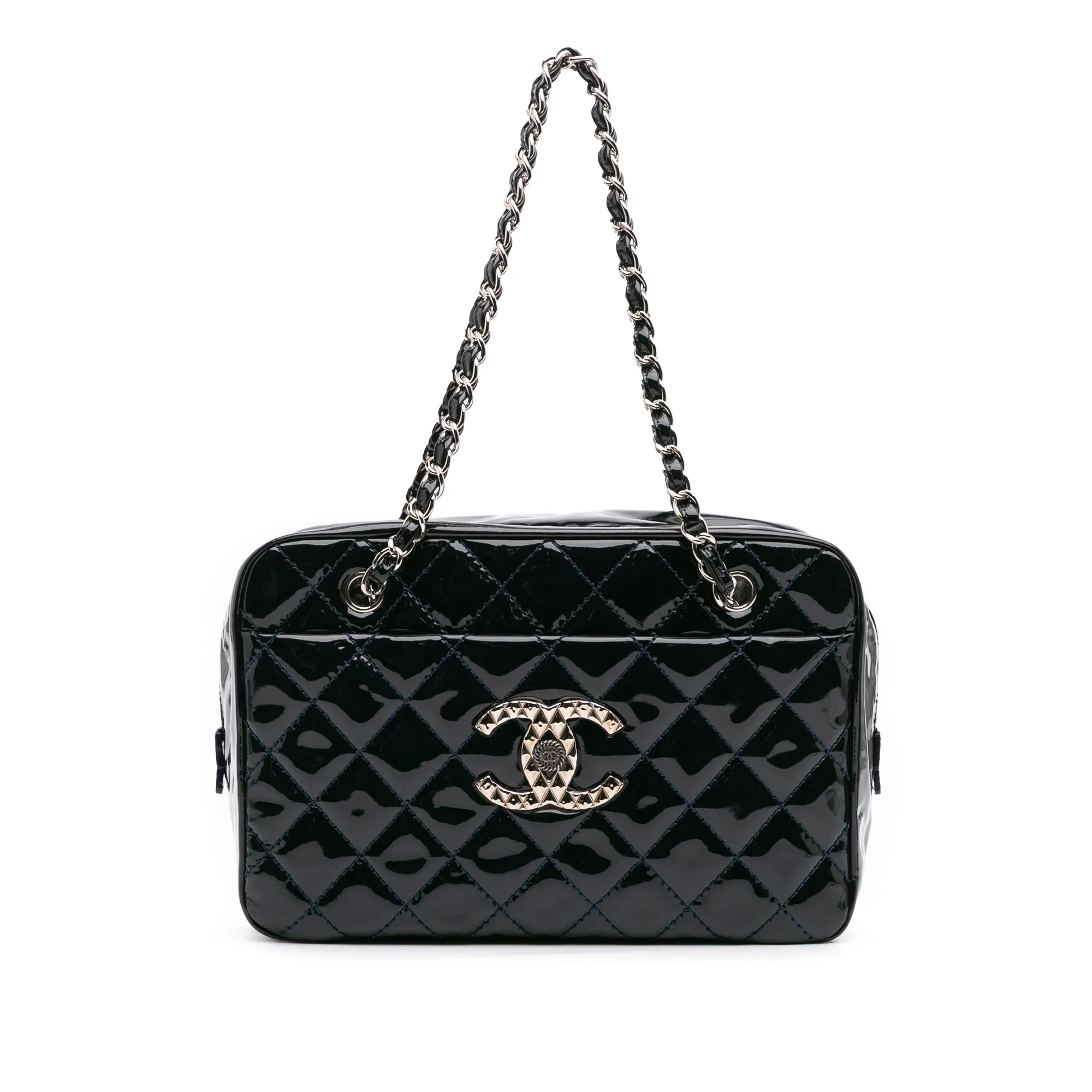 Large CC Quilted Patent Brilliant Camera Bag