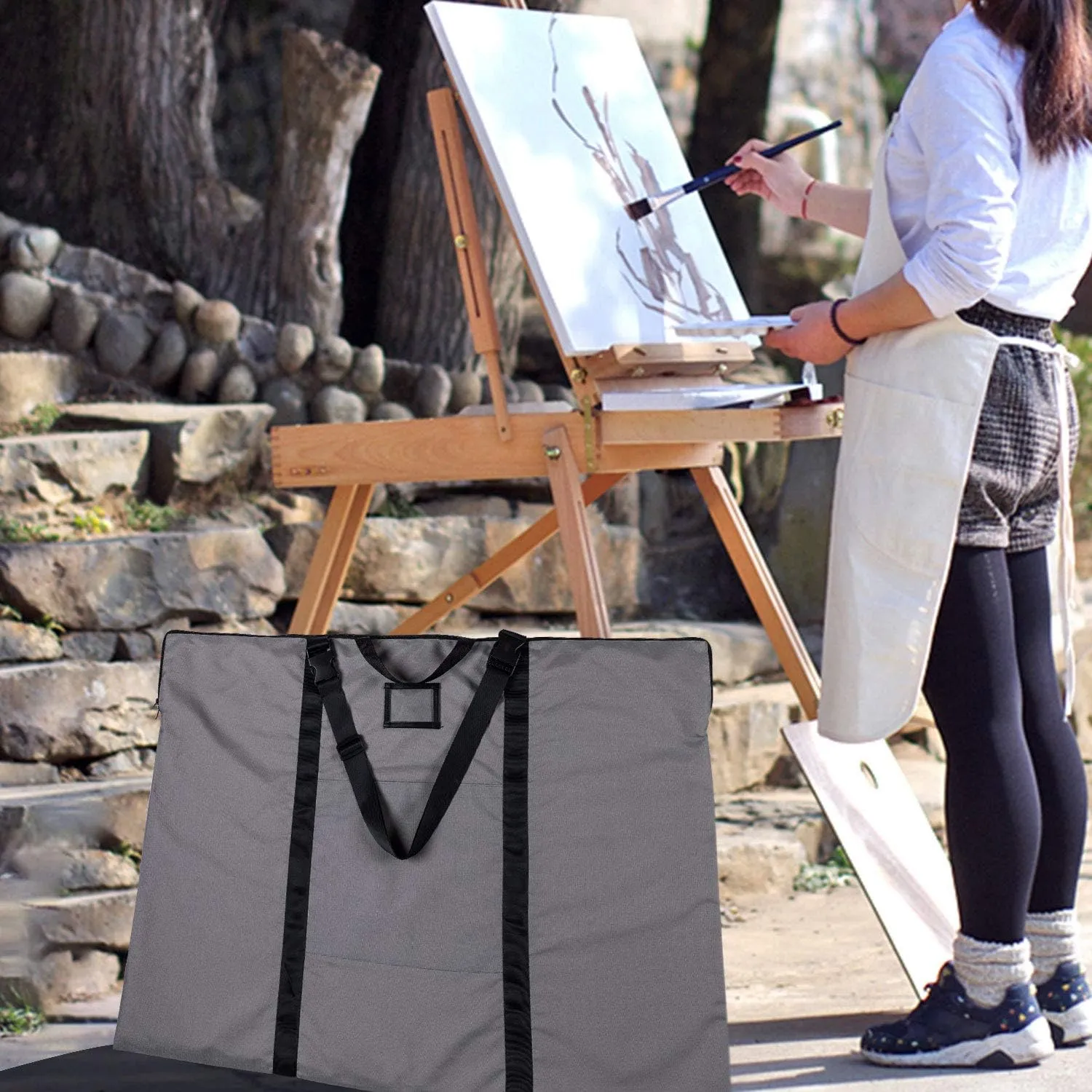 Large Size Art Portfolio Bag with Nylon Shoulder, 24 x 36 inches Light Weight Poster Storage Bag Board Holder with Handle and Zipper for Poster, Sketching and Drawing