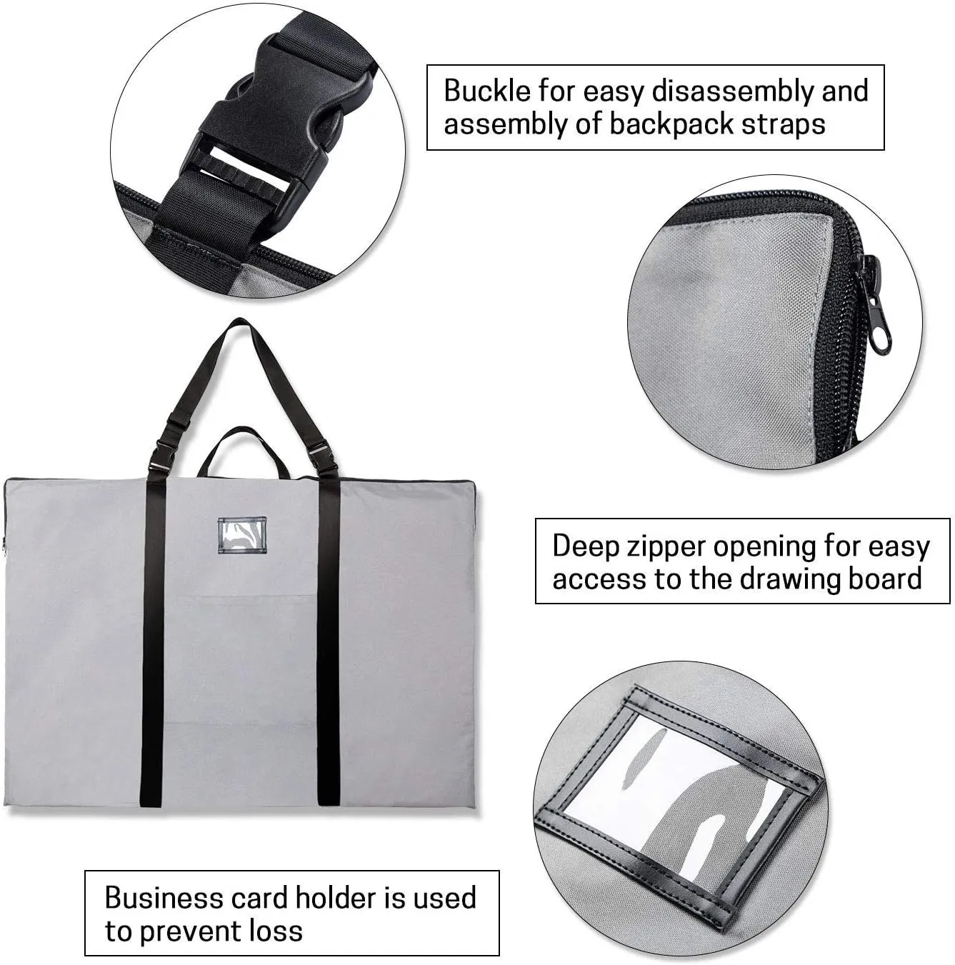 Large Size Art Portfolio Bag with Nylon Shoulder, 24 x 36 inches Light Weight Poster Storage Bag Board Holder with Handle and Zipper for Poster, Sketching and Drawing