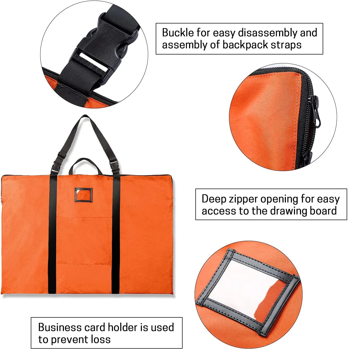 Large Size Art Portfolio Bag with Nylon Shoulder, 24 x 36 inches Light Weight Poster Storage Bag Board Holder with Handle and Zipper for Poster, Sketching and Drawing