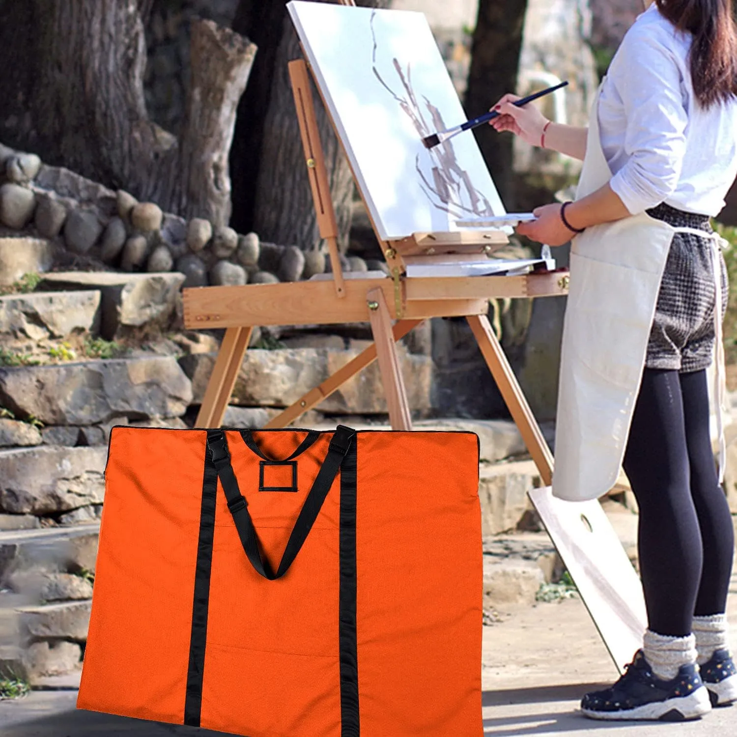 Large Size Art Portfolio Bag with Nylon Shoulder, 24 x 36 inches Light Weight Poster Storage Bag Board Holder with Handle and Zipper for Poster, Sketching and Drawing