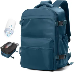 Large Vacuum Travel Backpack with Pump for Women,Airback Personal Item Carry on Backpacks Flight Approved 18x14x8 inches for Men,Laptop Waterproof Work Compression bags Casual Daypack,Peacock Blue