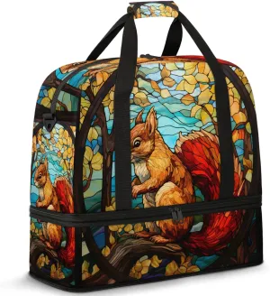 Large Weekender Overnight Bags Art Creation Squirrel Travel Duffel Bag for Women Men Gym Bags With Shoe Compartment Foldie Travel Tote Bag Carry On Personal Item Bag for Travel Gym Sports
