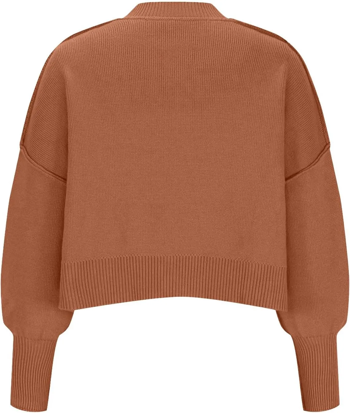 Lastesso Sweaters for Women Trendy Crop Long Sleeve Crew Neck Loose Sweater Clothes Loose Solid Knitted Preppy Outfits