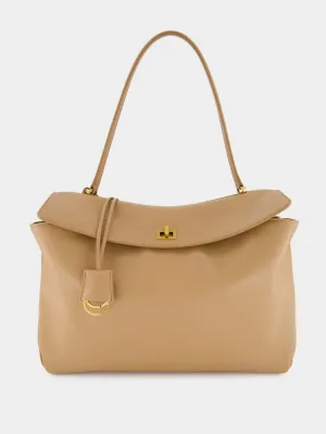 Latte Rodeo Large Smooth Calfskin Handbag