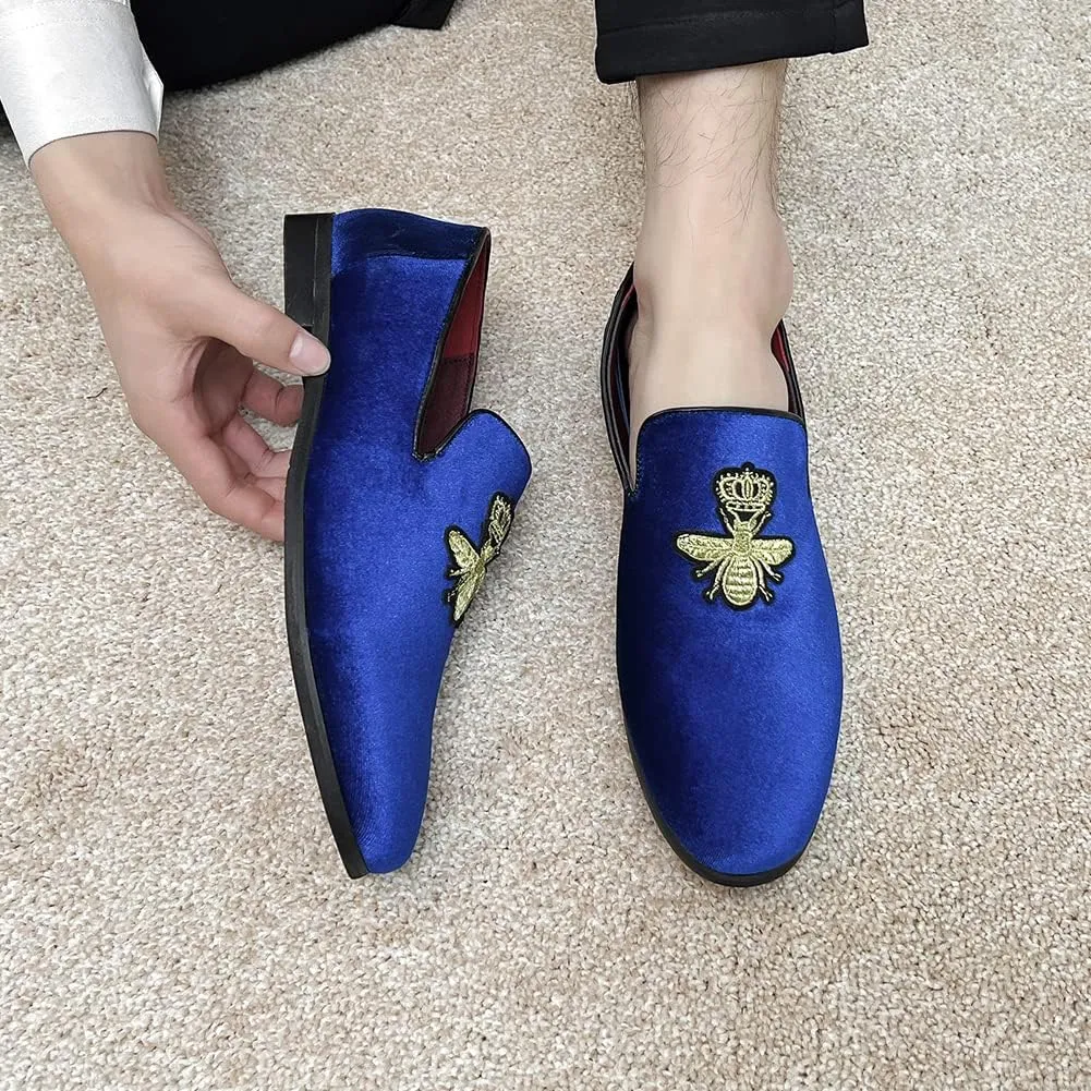 LCQL Men's Luxury Velvet Penny Loafer Shoes Noble Slip-on Suede Loafers Smoking Slippers Plus Size 7-13