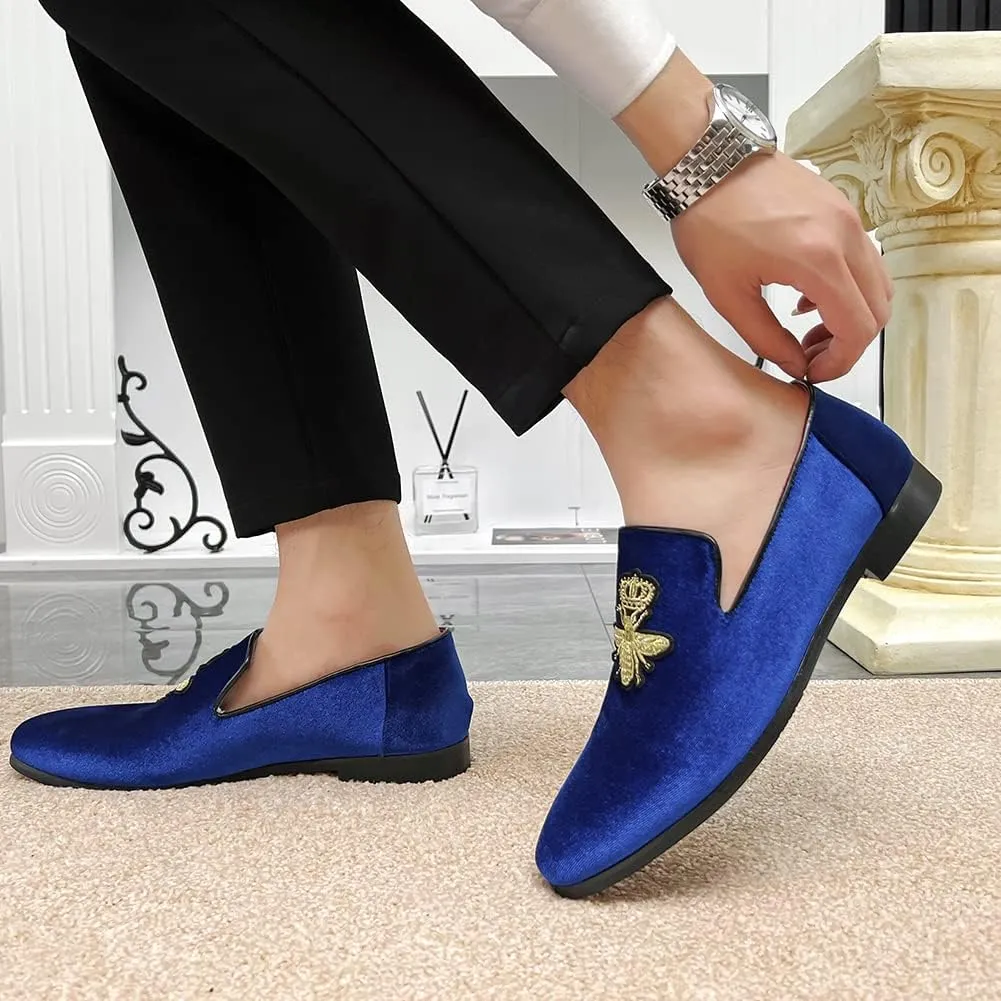 LCQL Men's Luxury Velvet Penny Loafer Shoes Noble Slip-on Suede Loafers Smoking Slippers Plus Size 7-13