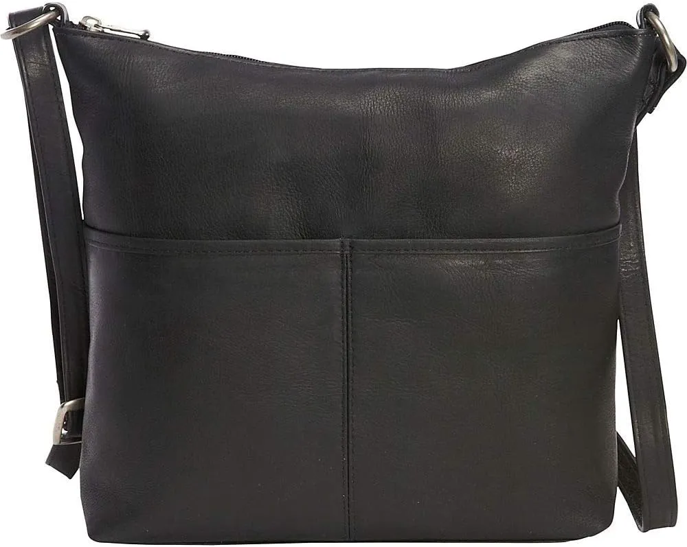 Le Donne Full-Grain Colombian Leather Carefree Top-Zip Shoulder Bag with Adjustable Strap and Smart Phone Holder