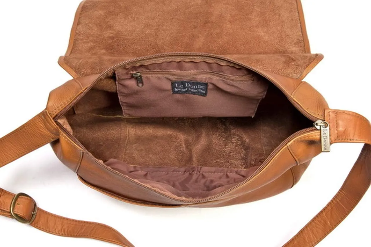 Le Donne Leather Full Flap Shoulder Bag - Colombian Vaquetta Leather Bag, 13.5”