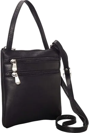 Le Donne Leather Two Zip Small Crossbody Bag Leather Purse Handbag Premium Colombian Leather Shoulder Bag