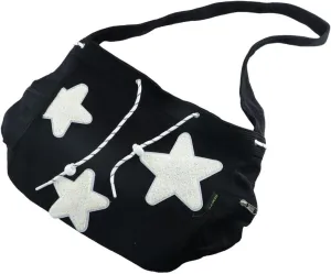 Leadigol Y2K Star Canvas Messenger Bag, Women Crossbody Bag Adjustable Storage Bags Large Capacity Makeup Lipstick Bags Teens Bag Drawstring