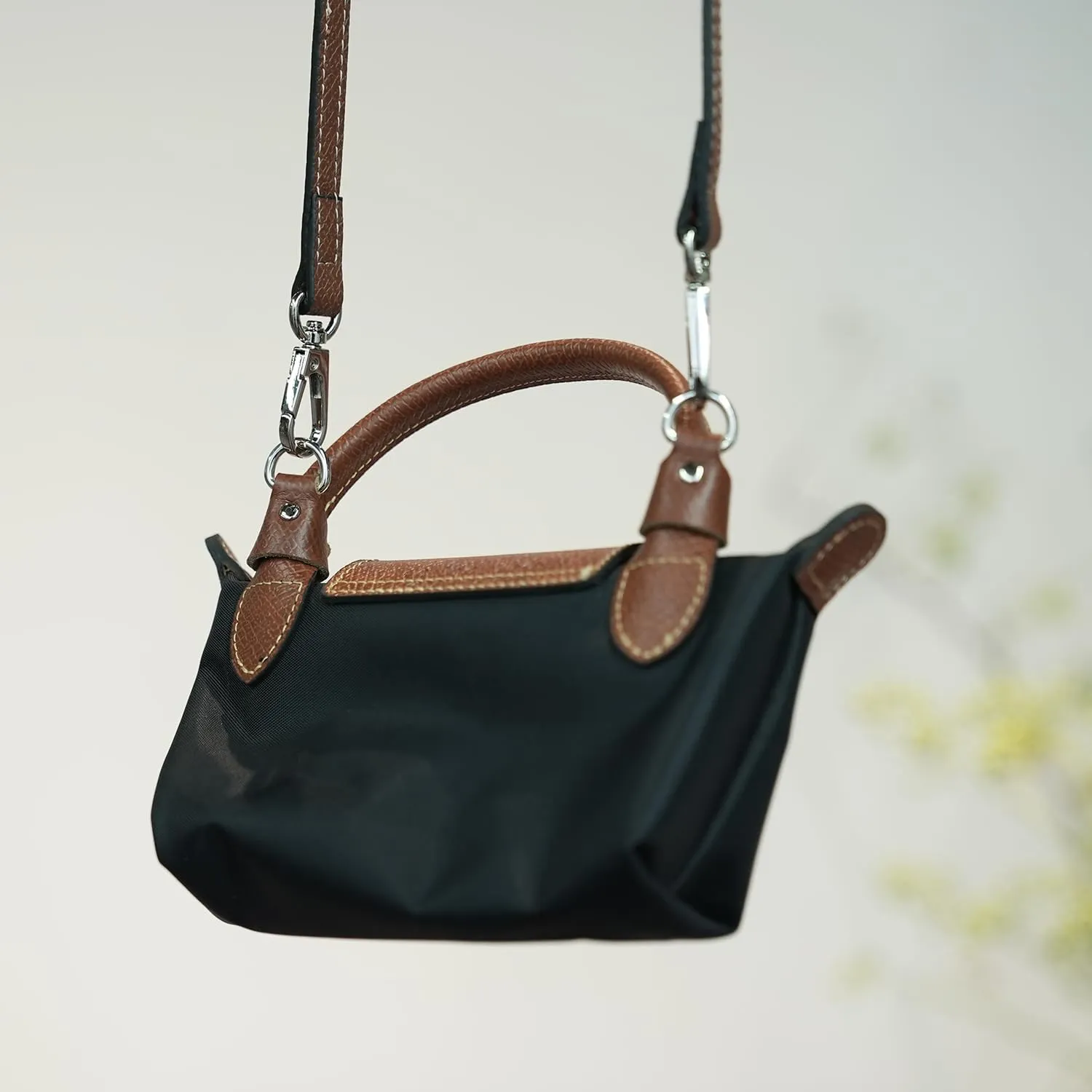 Leather bag strap，Mini bag leather shoulder strap，For Longchamp leather wallet strap replacement conversion kit