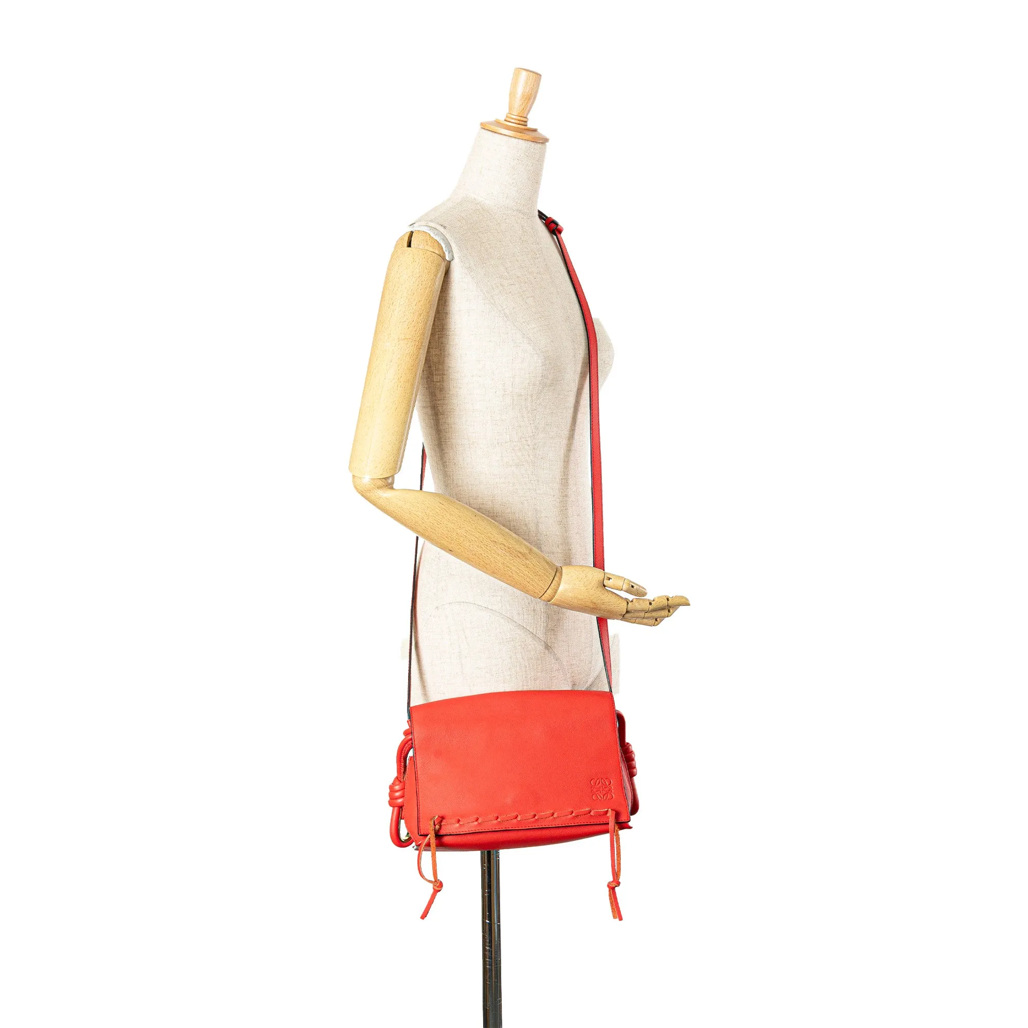 Leather Flamenco Knot Whipstitch Crossbody