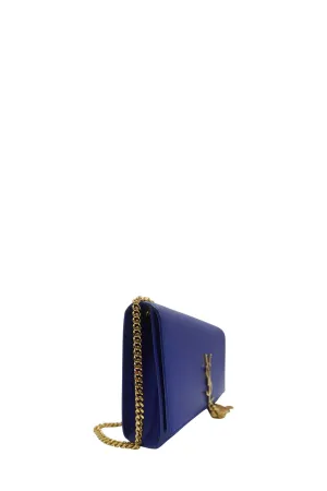 Leather Medium Kate Monogram Tassel Chain Bag with Tassel Blue