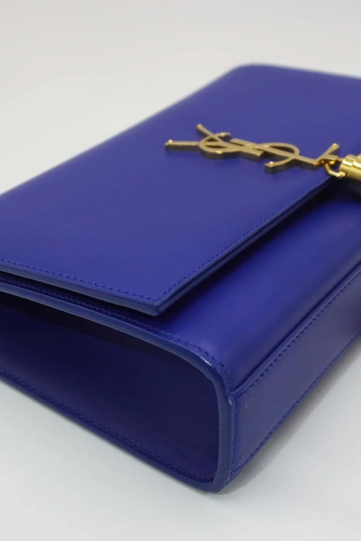 Leather Medium Kate Monogram Tassel Chain Bag with Tassel Blue