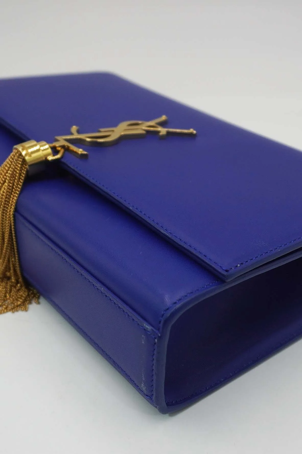 Leather Medium Kate Monogram Tassel Chain Bag with Tassel Blue