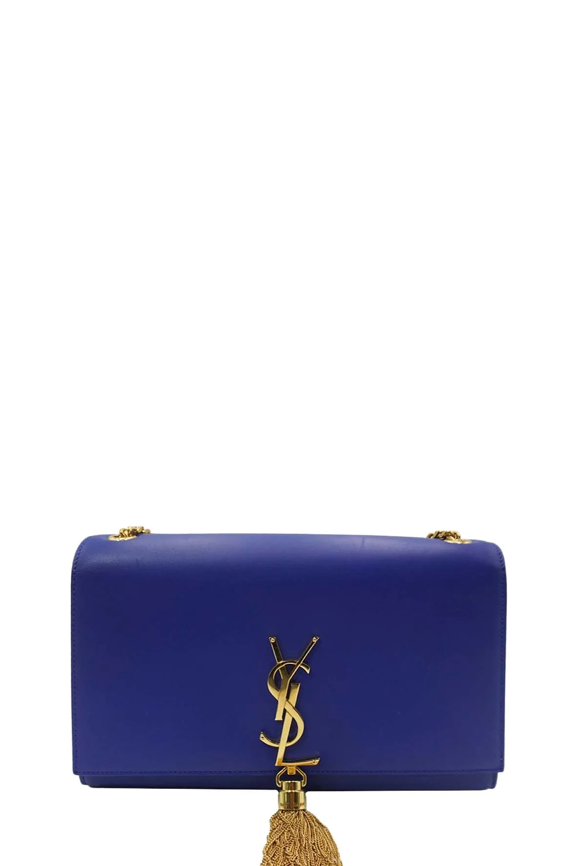 Leather Medium Kate Monogram Tassel Chain Bag with Tassel Blue