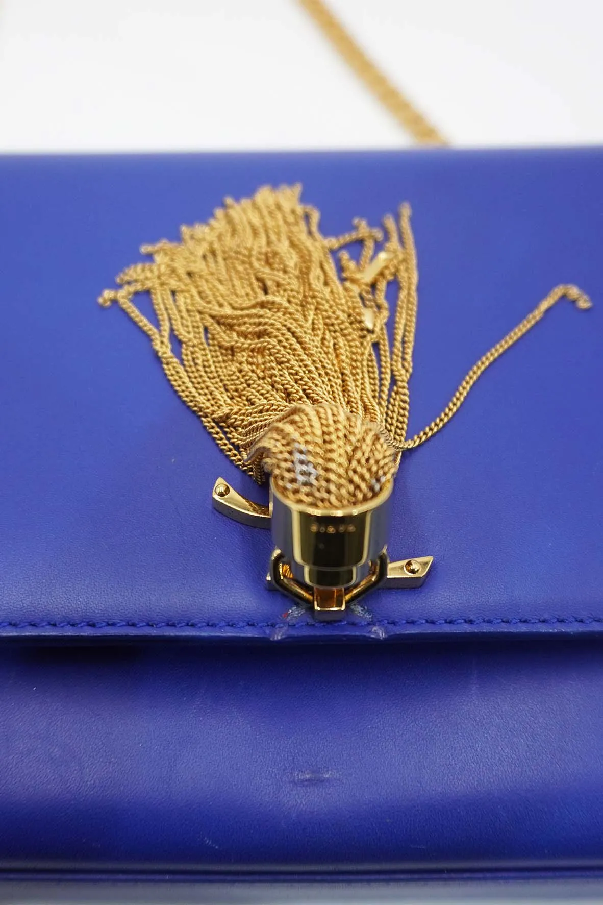 Leather Medium Kate Monogram Tassel Chain Bag with Tassel Blue
