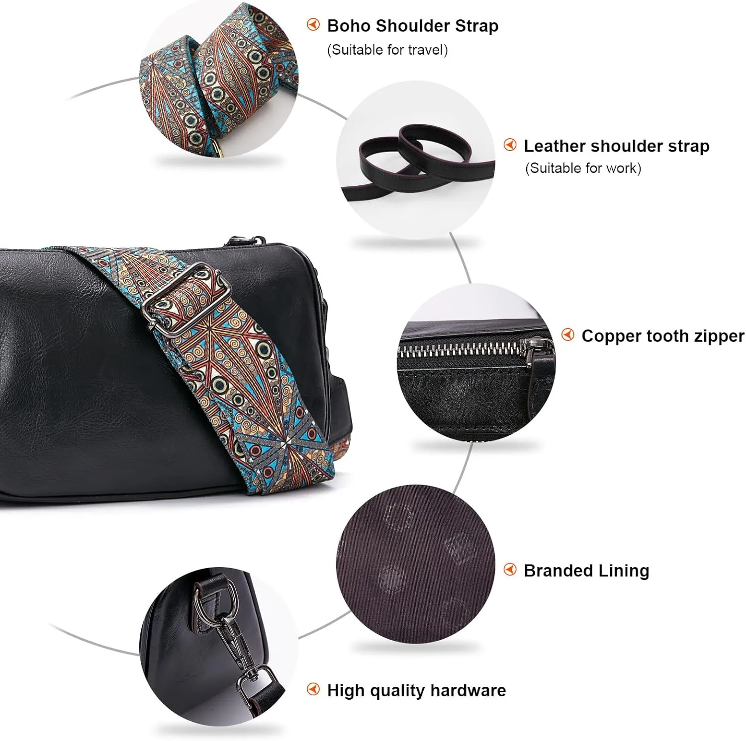 Leather Purse Crossbody Bag for Women: Genuine Leather Purses for Women Trendy - Small Shoulder Cross Body Bag