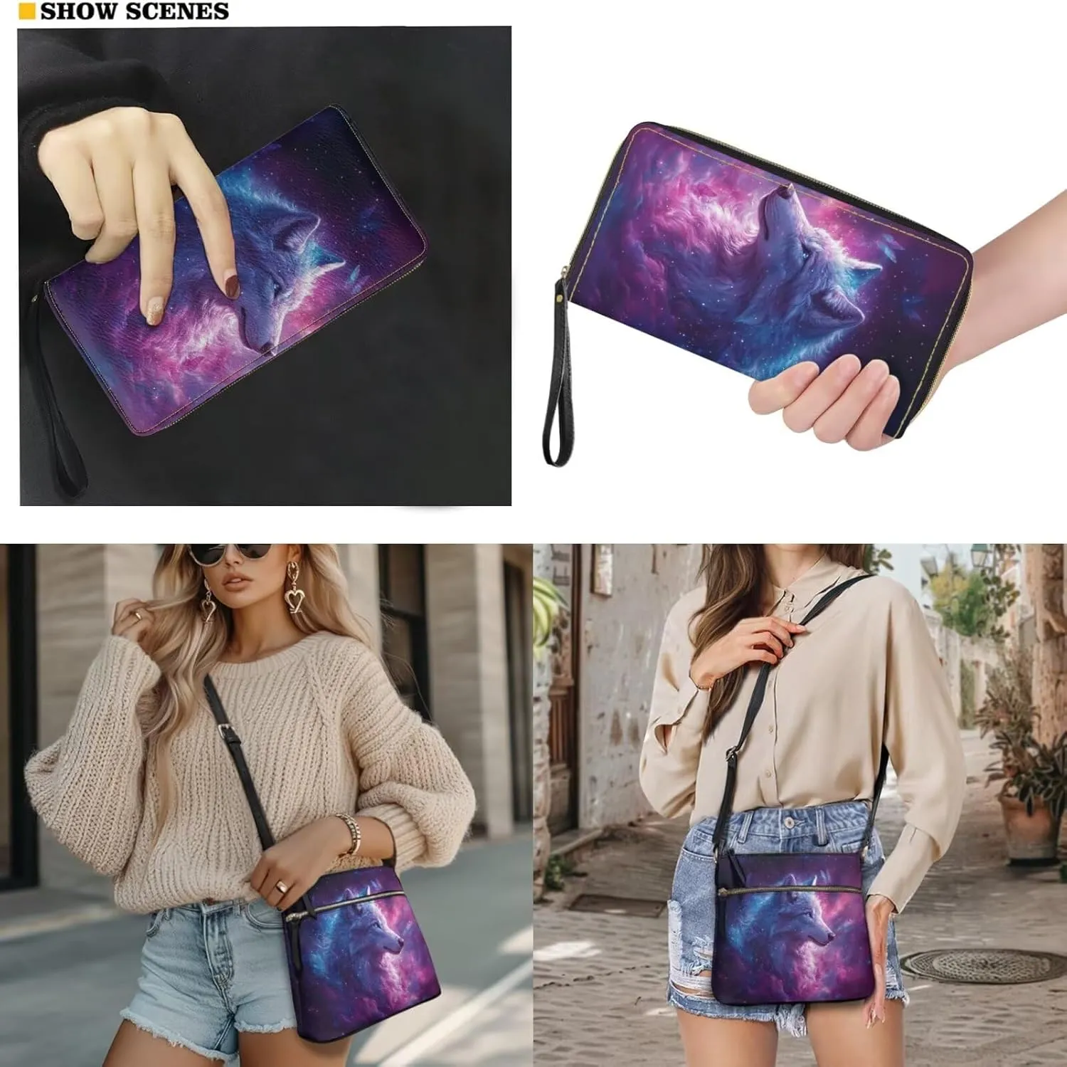 Leather Purses 2Pcs, Fashion Shoulder Bag with Belt Wallet Set of 2 Lightweight & Portable for Independence Day