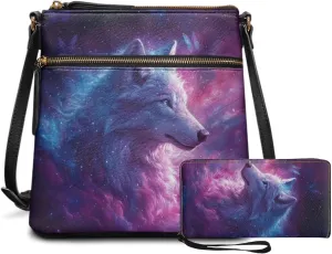 Leather Purses 2Pcs, Fashion Shoulder Bag with Belt Wallet Set of 2 Lightweight & Portable for Independence Day