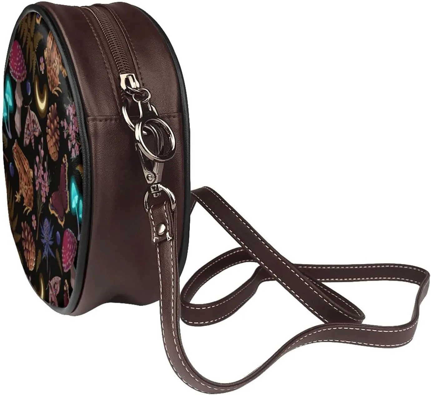 Leather Round Crossbody Bags For Women, Sling Bag Casual Crossbody Purse