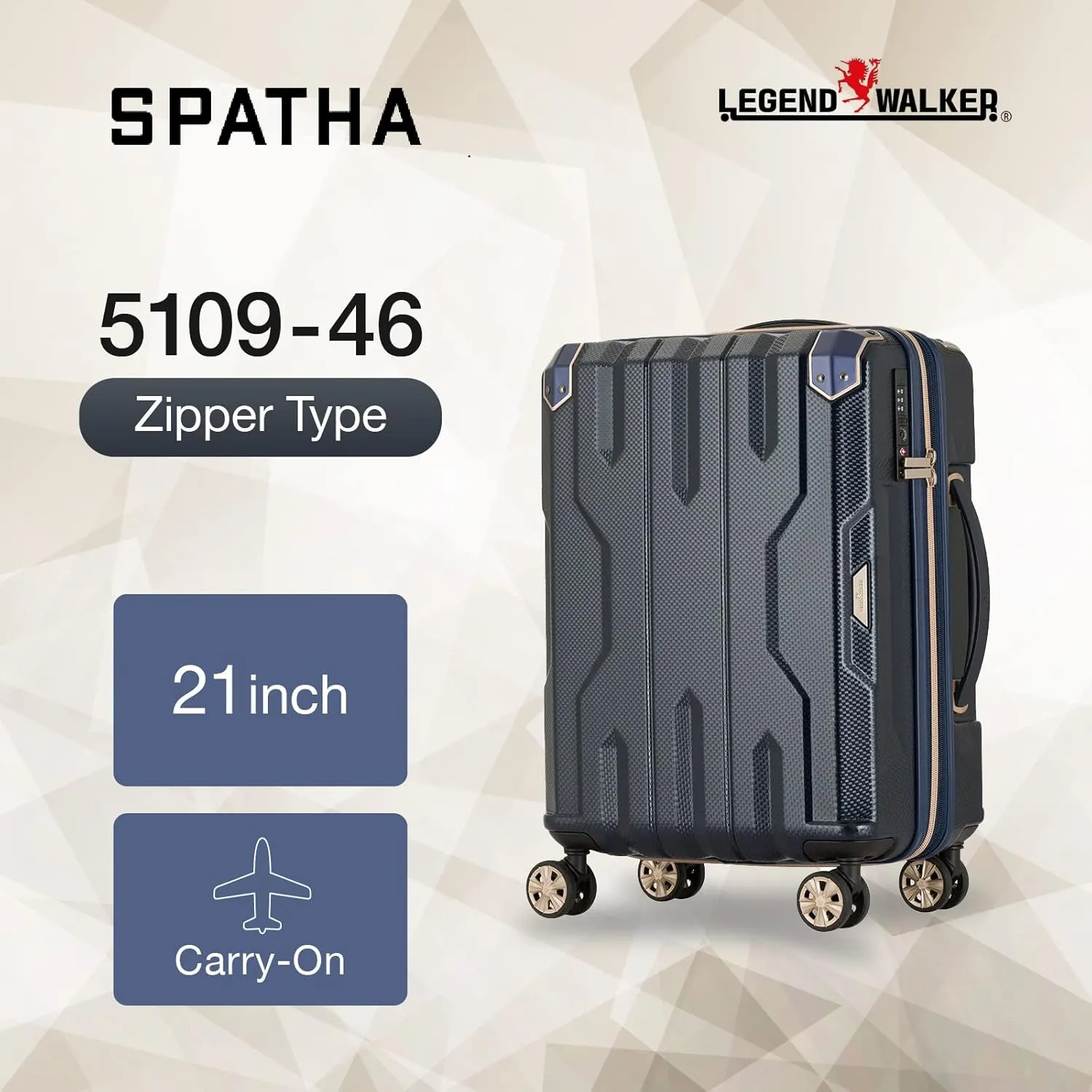 LEGEND WALKER SPATHA Hardside Expandable Luggage, Carry-On, 21-inch, White, 5109-46-WH