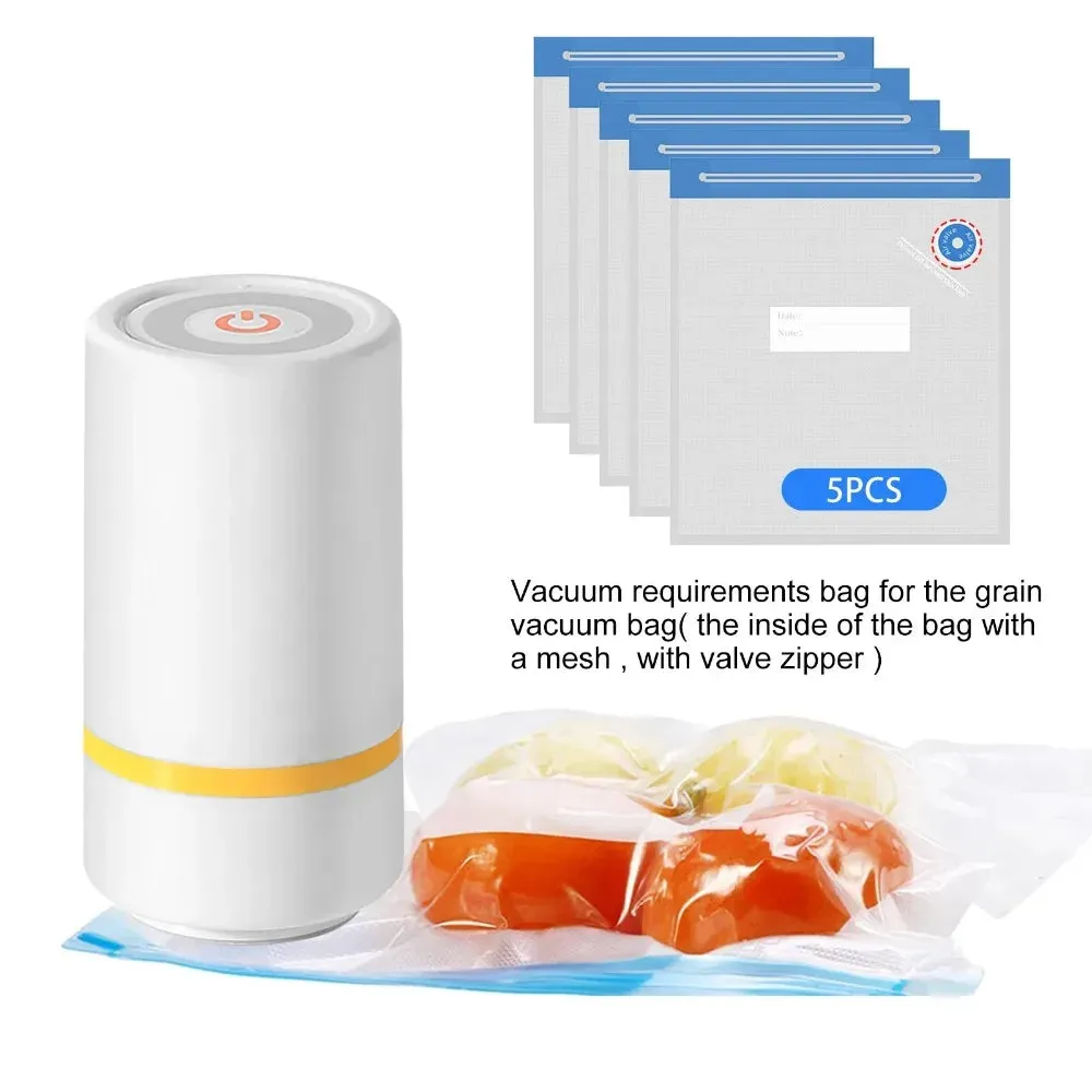LEMEENQ USB Rechargeable Electric Air Pump for Vacuum Sealed Food Bag Household Food Vacuum Compression Bag Reusable Storage Bag