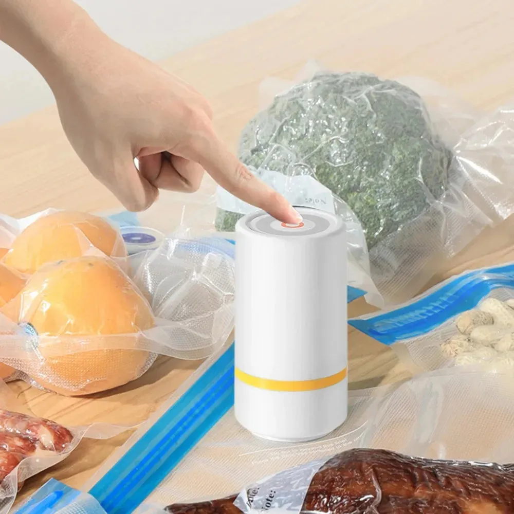 LEMEENQ USB Rechargeable Electric Air Pump for Vacuum Sealed Food Bag Household Food Vacuum Compression Bag Reusable Storage Bag