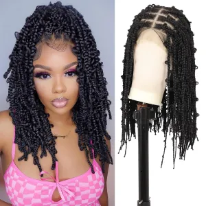 Lexqui 18" 360° HD Full Lace Braided Wigs for Women Short Knotless Braided wigs Butterfly Box Braid Wig with Baby Hair Premium Synthetic Braided Wig Shoulder Length Braided Lace Front Wigs Black