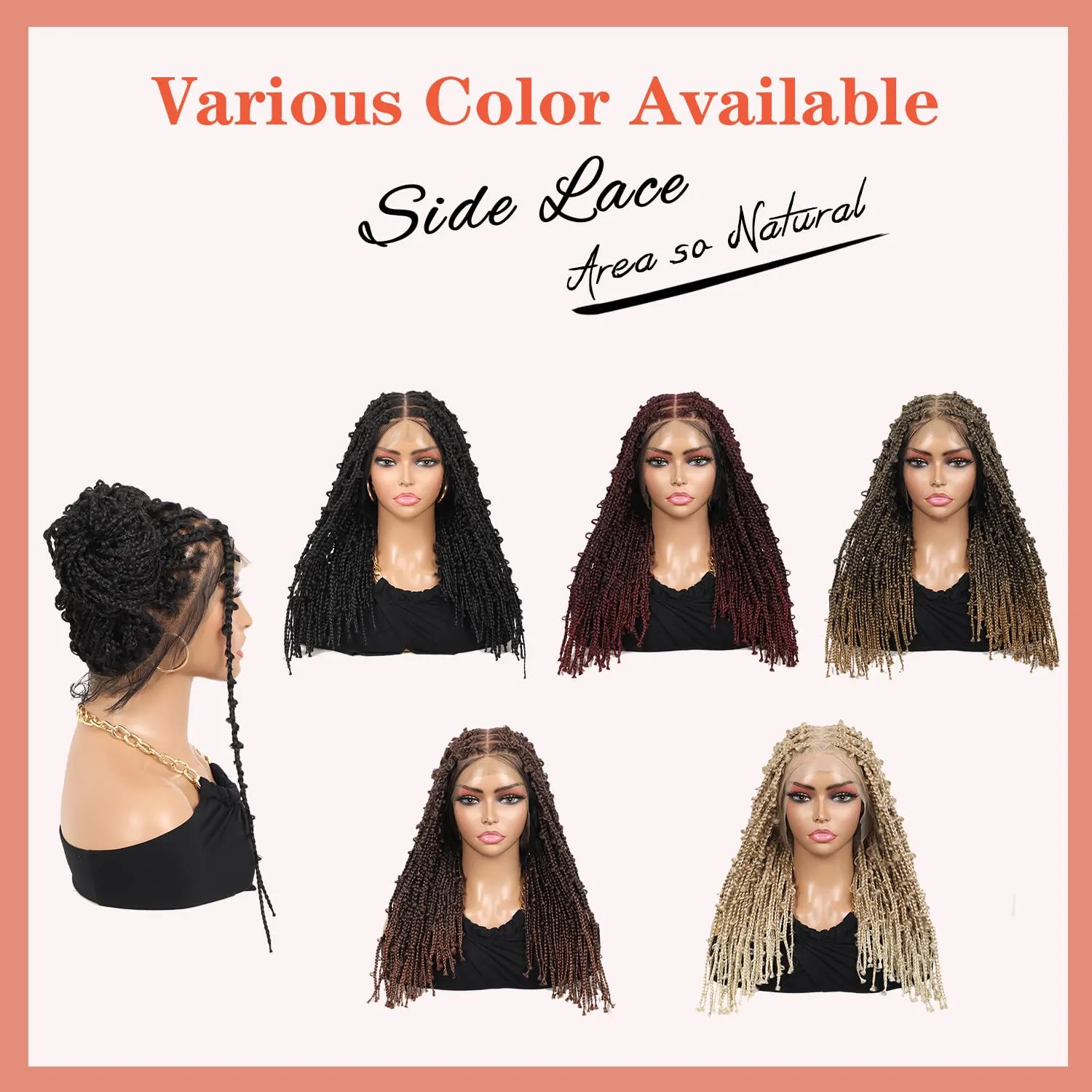 Lexqui 18" 360° HD Full Lace Braided Wigs for Women Short Knotless Butterfly Box Braid Wig with Baby Hair Premium Synthetic Lace Frontal Braid Wig Shoulder Length Braided Lace Front Wigs Brown
