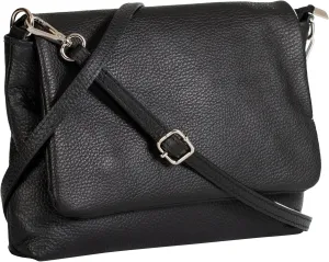 LiaTalia Women's Real Italian Leather Small Evening Shoulder Bag - Cross Body Purse with Flap Top & Adjustable Strap - Jules (Black)