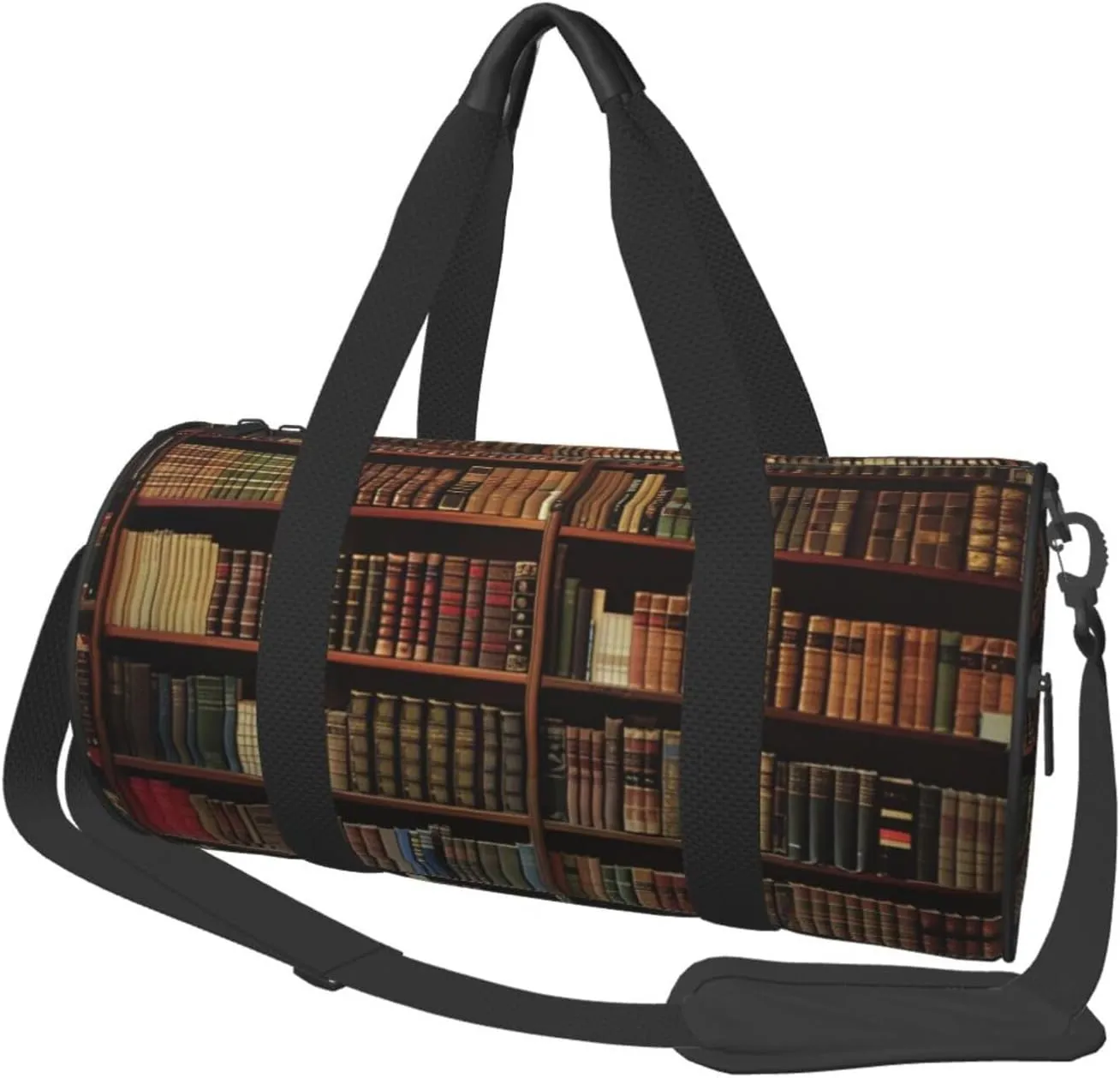 library bookshelf art Printed Sports Gym Bag for Men Women Foldable Duffel Bag Carry On Weekender Bag for Travel Sports