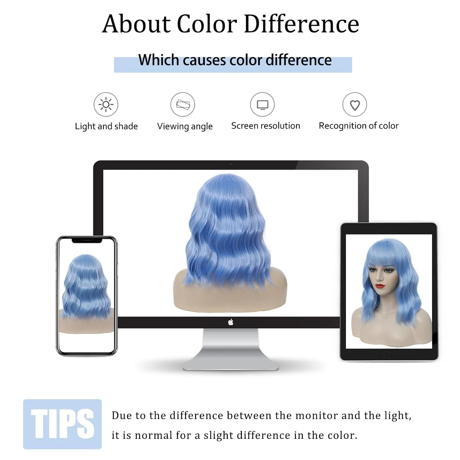 Light Blue Short Bob Wig with Bangs for Women Loose Wavy Wig Curly Wavy Shoulder Length Synthetic Bob Wigs for Girl Halloween Costume Cosplay Daily Use