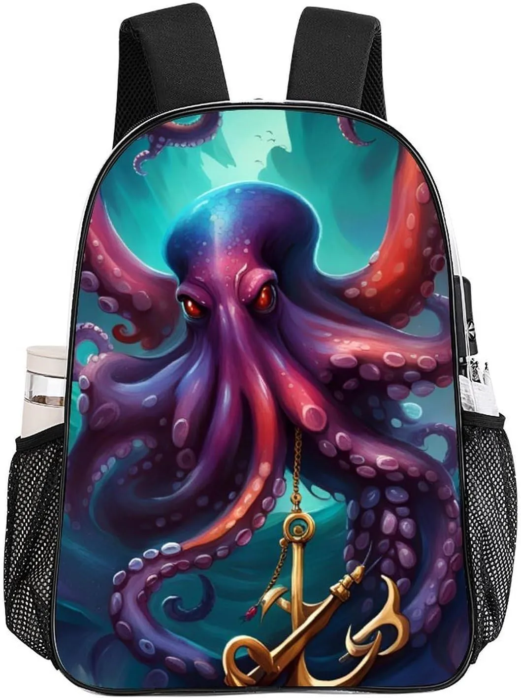 Lightweight Backpack for Gym Travel Bicycle - Big Capacity Multipurpose Transparent Carry On Bag, Mysterious Octopus Monster Art Travel Hiking Bag & Day Pack