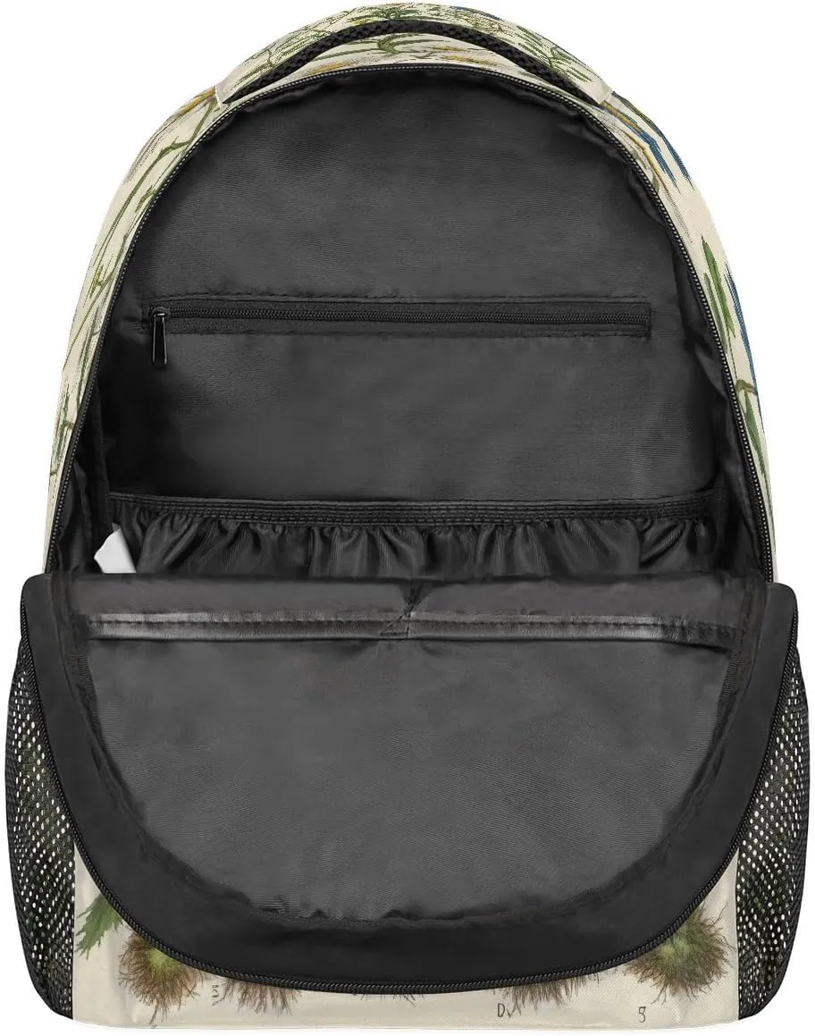 Lightweight Travel Backpack, Antique Daisy Plant Illustration Large Capacity Bookbag, Waterproof Travel Bag Casual Daypack for Men Women Adults